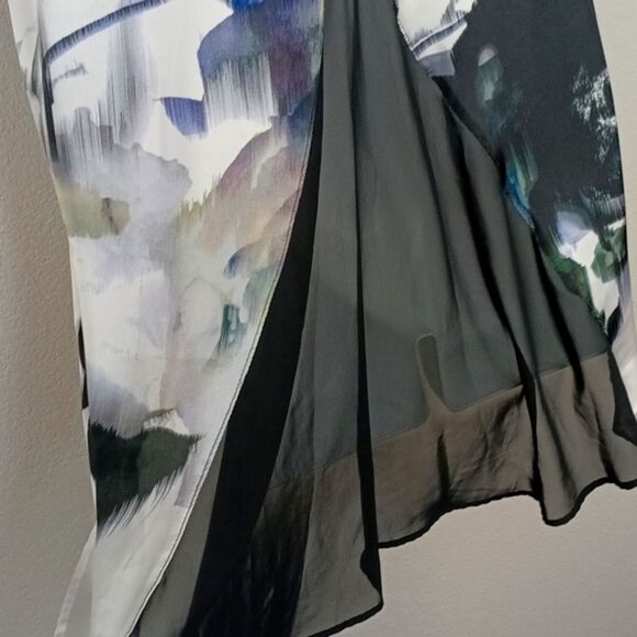 Kay Celine Womens Abstract Multicolor Sleeveless Sheer Silk Blend Top sz M - Picture 12 of 14